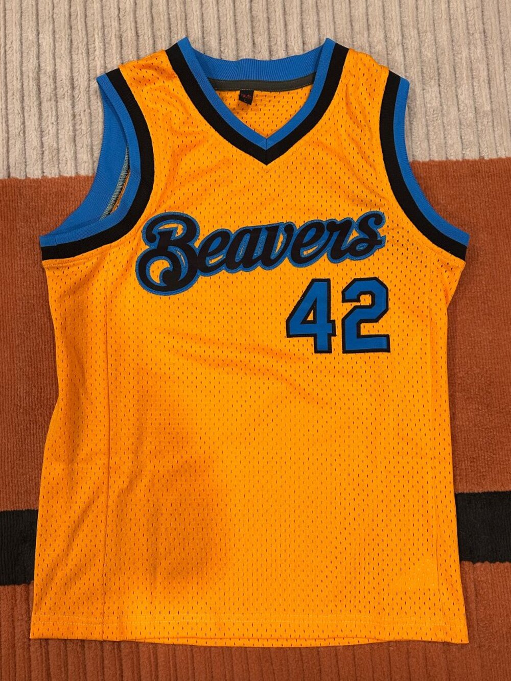 Teen Wolf Costume Howard Gold Blue-Black Throwback Basketball Jersey 42 YL